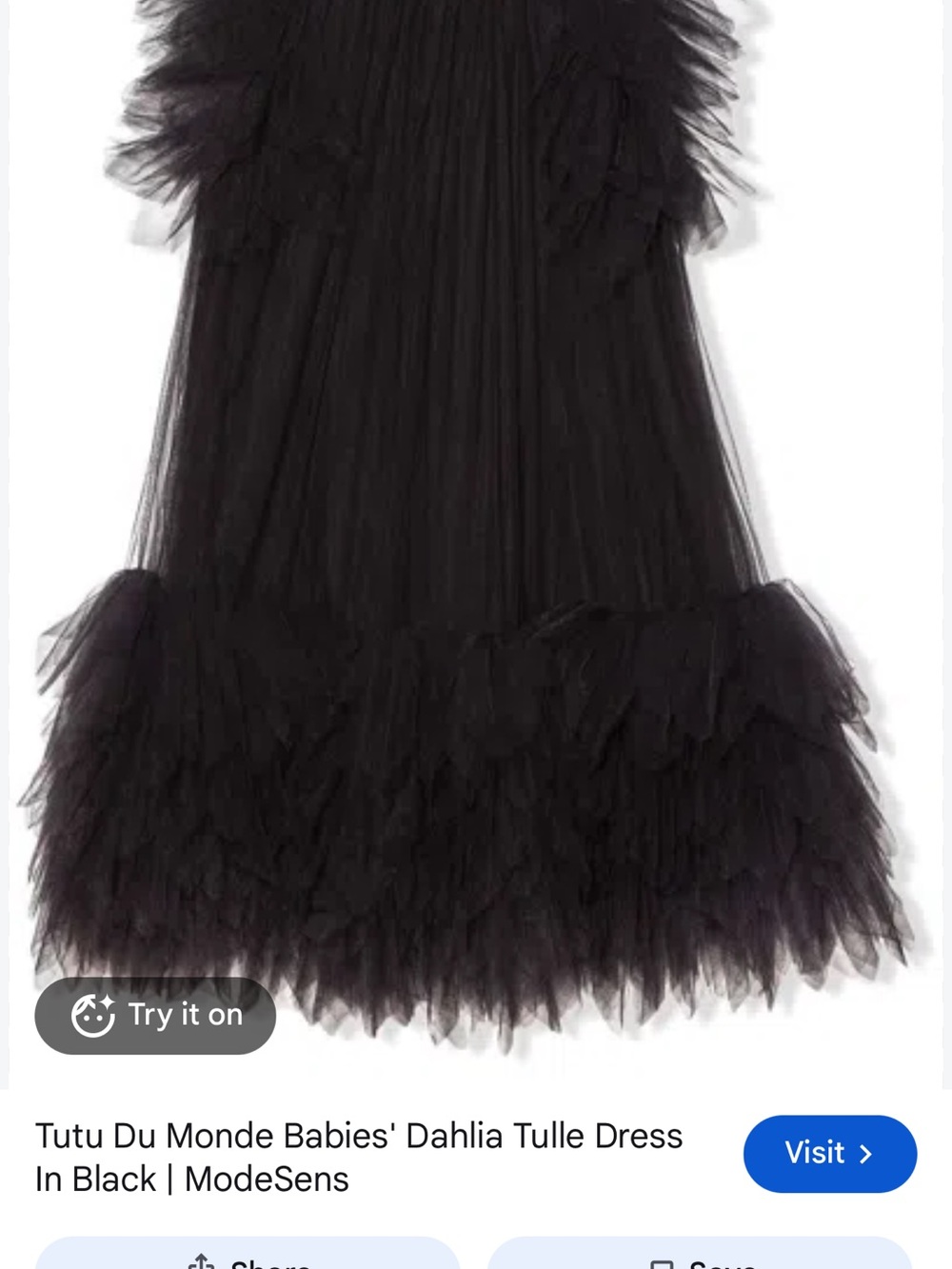 Tutu Du Monde Black Tulle Ruffle Dress with Embellished Collar
